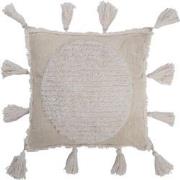 J-Line - Kussen Kwast Polyester Wit - 45x45x10cm