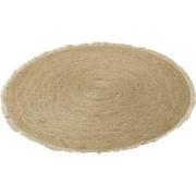 J-Line - Tapijt Kwastjesband Mais Schil/katoen Beige Wit - 120x120x1cm