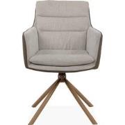 Set van 2 Stoelen Beige en Houtdecor L63 cm - Logan