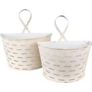 Clayre & Eef Planthouder  Beige Ijzer Halfrond Hangpot