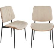 Set van 2 stoelen in beige gewatteerde stof H82,5 cm - GISELLE