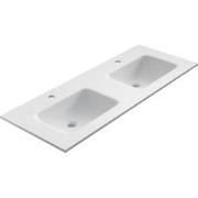 Solid Surface dubbele wastafel Florence 121x46cm mat wit