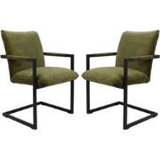 HSM Collection-Eetkamerstoel Boston S/2-56x68x89-Groen/Zwart-Stof/Meta...