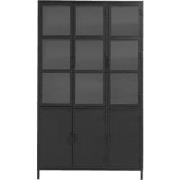 Vitrinekast Metaal Zwart - 130x40x220cm - Kast Roan