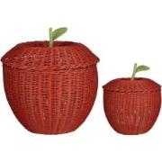 Mica Decorations Mand Lid - 30x30x26 cm - Rotan - Roze - Set van 2