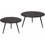 Tower living Rolo table set (2) - 74x74x36 58x58x41 - recl. teak black