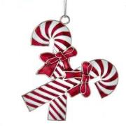 Ornament metaal zuurstok rood wit l10cm