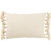 J-Line - Kussen Kwastje Katoen Beige Lang - 40x60x10cm