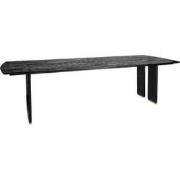 PTMD Liber Black Mango Wood Dining Table 200cm Gold Leg