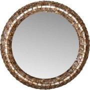 PTMD Chelsae Bronze Poly Round Shell Mirror Large