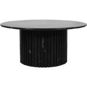 PTMD Neelim Black Marble Coffee Table Ribbed Base Round