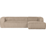 WOOOD Bean Hoekbank Rechts - Ribstof - Travertin - 73x305x96