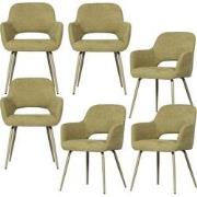 WOOOD Jenny Eetkamerstoelen - Polyester - Sage - Set van 6