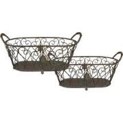 Clayre & Eef Opbergmand Set van 2  60x30x26 / 49x23x22 cm Groen Bruin ...