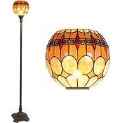 LumiLamp Tiffany Vloerlamp  Ø 27x184 cm  Bruin Geel Glas Rond Staande ...