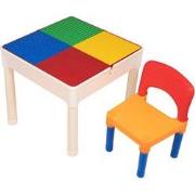 Decopatent® - Kindertafel met 1 Stoeltje - Speeltafel met bouwplaat en...