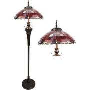 LumiLamp Tiffany Vloerlamp  166 cm Rood Glas Kunststof Staande Lamp