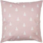 Clayre & Eef Kussenhoes  45x45 cm Roze Wit Polyester Kerstbomen Sierku...