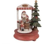 Clayre & Eef Muziekdoos Kerstman 24 cm Rood Polyresin Kerstdecoratie