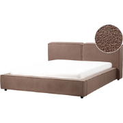 Beliani LINARDS - Tweepersoonsbed-Bruin-Bouclé