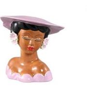 PTMD Lady Purple Ceramic Women With Hat Pot