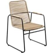 Wasabi stackable dining chair alu black/rope natural