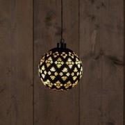 Glass Ball Baroque Black/Gold 12Cm / 10Led Warm White /