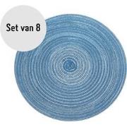 Krumble Placemat rond - Blauw/grijs - Set van 8