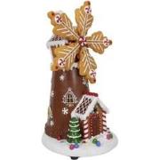 Kerstmolen LED 34 cm gingerbread 3xAA adapter connection