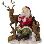 Clayre & Eef Beeld Kerstman 18x13x19 cm Rood Bruin Polyresin Kerstdeco...
