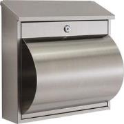 Boston brievenbus in RVS met krantenhouder afm 36x36x19 cm