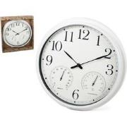 Gerimport Wandklok 33 x 4,5 Cm Wit met vochtigheid en thermometer