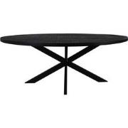 HSM Collection-Ovale Eettafel Melbourne-180x90x76-Zwart-Mango/Metaal