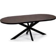 Stalux Plat ovale eettafel 'Noud' 180 x 100, kleur zwart / lederlook b...