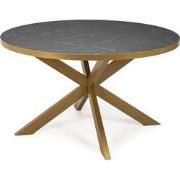 Stalux Ronde eettafel 'Daan' 135cm, kleur goud / zwart marmer