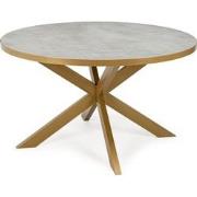 Stalux Ronde eettafel 'Daan' 135cm, kleur goud / beton