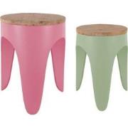 Leitmotiv - Kruk Set Double Funky - Tan rose & tea green