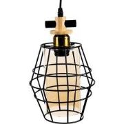 Clayre & Eef Hanglamp  18x18x31 cm  Zwart Metaal Glas Hanglamp Eettafe...