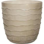 Clayre & Eef Theelichthouder  Ø 13x13 cm Beige Glas Rond Waxinelichtho...