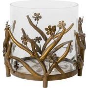 Clayre & Eef Windlicht  Ø 33x28 cm Goudkleurig Metaal Glas Rond Kaarse...