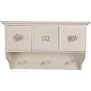 Clayre & Eef Wandkapstok 3 haken  41x12x24 cm Wit Mdf Kunststof Rechth...