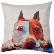 Clayre & Eef Kussenhoes  43x43 cm Wit Bruin Polyester Vierkant Hond Si...