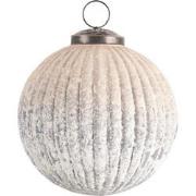 Clayre & Eef Kerstbal  Ø 9x9 cm Wit Grijs Glas Rond Kerstboomversierin...