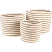Clayre & Eef Opbergmand Set van 3  Ø 26 Ø 26 Ø 19 cm Beige Bruin Zeegr...