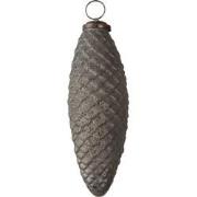 Clayre & Eef Kerstbal XL Dennenappel Ø 6 cm Grijs Glas Kerstboomversie...