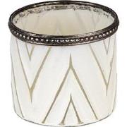 Clayre & Eef Theelichthouder  Ø 8x7 cm Wit Glas Metaal Rond Waxinelich...