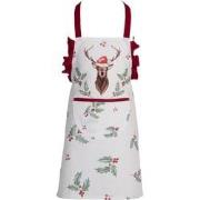 Clayre & Eef Keukenschort Kinderen  48x56 cm Wit Rood Katoen Hert Huls...