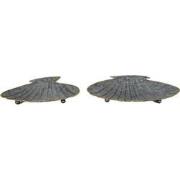 Clayre & Eef Serveerschalen Set van 2 Schelp Grijs Ijzer Presenteersch...