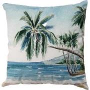 Clayre & Eef Kussenhoes  45x45 cm Blauw Groen Polyester Palmbomen Sier...