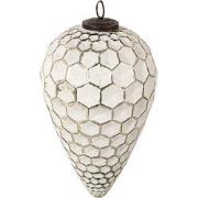 Clayre & Eef Kerstbal XL  Ø 14 cm Wit Zilverkleurig Glas Kerstdecorati...